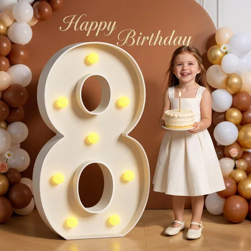 Miniatura 16 de Números de marquesina de 4 pies de alto, 4 pies de alto, números grandes iluminados 0 para 30, 40, 50, 60, decoración de fiesta de cumpleaños