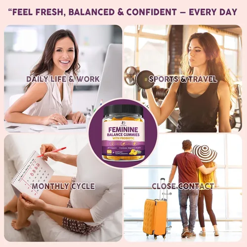 Miniatura 5 de Feminine Balance - Gomitas probióticas para mujeres, apoyan la salud vaginal, el equilibrio del pH, la frescura y la salud digestiva, con piña, olmo