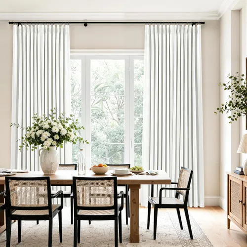 Miniatura 8 de Cortinas opacas plisadas de lino beige y blanco de 90 pulgadas de largo para dormitorio o sala de estar, juego de 2 paneles, oscurecimiento