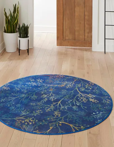 Miniatura 15 de Unique Loom Blossom Collection - Alfombra de área Yoshino (2' x 3' 1", rectangular, azul/verde)
