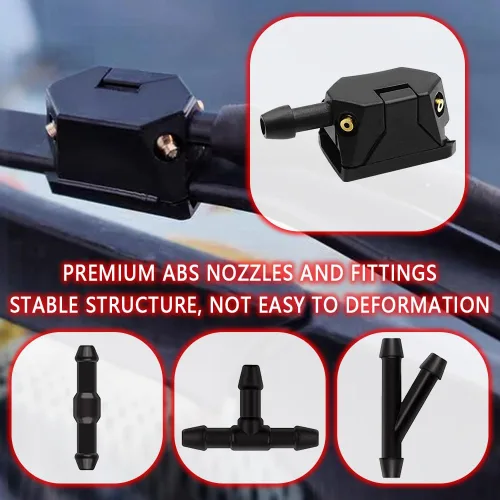 Miniatura 4 de Kit de manguera de limpiaparabrisas 7 en 1, incluye 2 piezas de boquillas de limpiaparabrisas universales de 4 agujeros montadas en brazo + 4 piezas