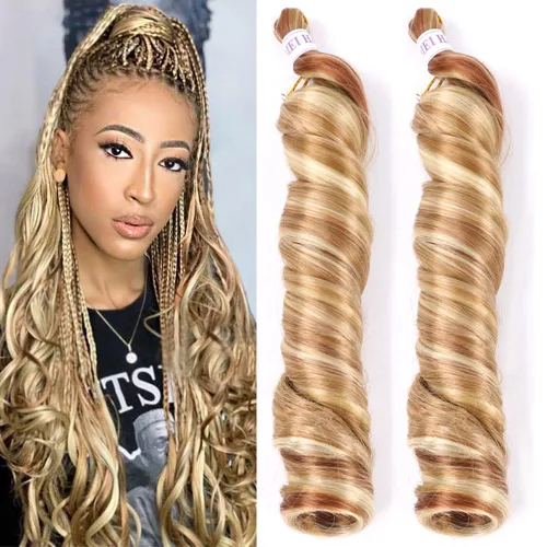 Miniatura 18 de Cabello rizado francés trenzado para trenzas de caja, 8 paquetes de 12 pulgadas, 3.00 oz/paquete, cabello trenzado de onda suelta, extensiones