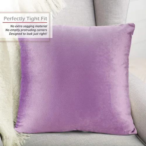 Miniatura 4 de Nestl Fundas de cojín decorativas, acogedoras fundas de almohada de terciopelo lavanda 51 x 51 cm, suaves fundas de almohadón sólido para sofá, cama