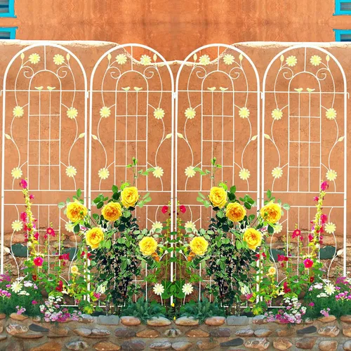 Miniatura 32 de Paquete de 4 enrejados de jardín de metal de 71" de altura, cerca de jardín, enrejado a prueba de óxido para plantas trepadoras, soporte de rosas