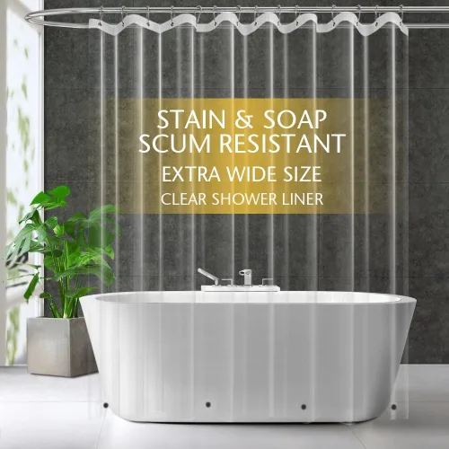 Miniatura 20 de ZEMAHOME Paquete de 4 cortinas de ducha de plástico PEVA de alta calidad, peso ligero, 72 x 72 pulgadas, forro transparente para cortina de baño