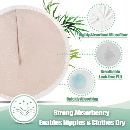 Miniatura 3 de wegreeco Almohadillas de lactancia para el pecho (paquete de 14) + bolsa de lavandería y bolsa de almacenamiento de viaje, 4.7 pulgadas