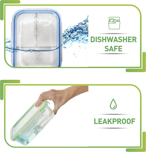 Miniatura 6 de PrepNaturals - Paquete de 4 recipientes de vidrio de 34 onzas para preparación de comidas, aptos para lavavajillas, microondas, congelador, horno