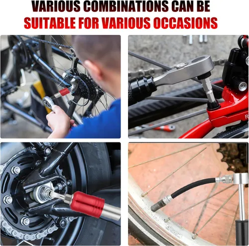 Miniatura 4 de Kit de herramientas de bicicleta portátil, llave dinamométrica pequeña de 1/4 pulgadas, juego de destornilladores magnéticos de trinquete, kit