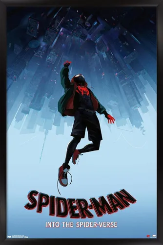 Miniatura 8 de Trends International Spider-Man de Marvel póster Into The Spider-Verse-Falling de 22.37 x 34 pulgadas, versión enmarcada en madera reutilizada