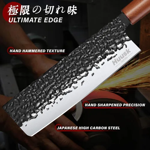 Miniatura 3 de Huusk Juego de cuchillos japoneses de 6 piezas con fundas - Juego de cuchillos de chef profesional con bolsa y afilador, juegos de cuchillos