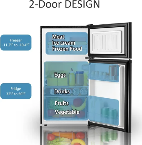 Miniatura 3 de Saeoola Mini refrigerador con congelador, 3.2 pies cúbicos, mini refrigerador compacto de 2 puertas con congelador separado para dormitorio