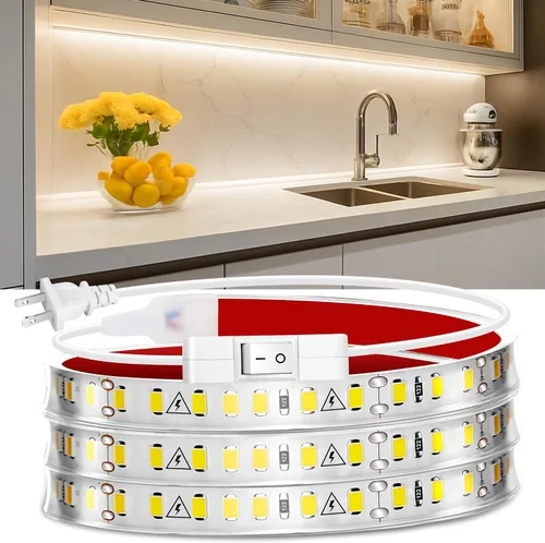 maylit Tira de Iluminación LED para Debajo del Gabinete con Enchufe de 48 pulgadas, Barra de Luz LED Pequeña Ultra Brillante, 2700K Blanco Cálido,