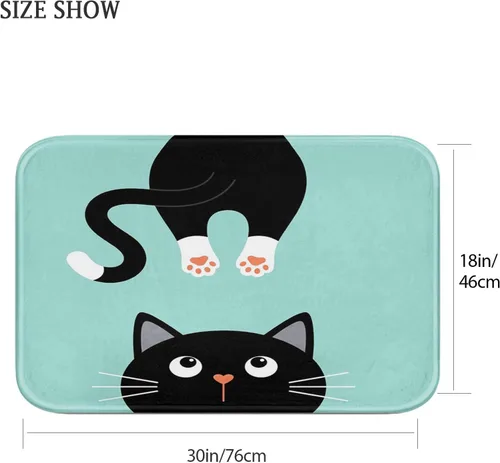 Miniatura 3 de Britimes Alfombra de baño rosa, bonita alfombra de baño antideslizante con diseño de gato colorido, diseño de patas de gato lindo de dibujos