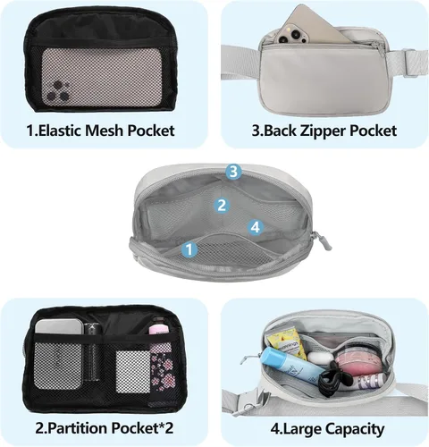 Miniatura 223 de Riñonera cruzada para mujeres y hombres, bolsa para cinturón para senderismo con correa ajustable, riñonera para correr, entrenamiento, deportes
