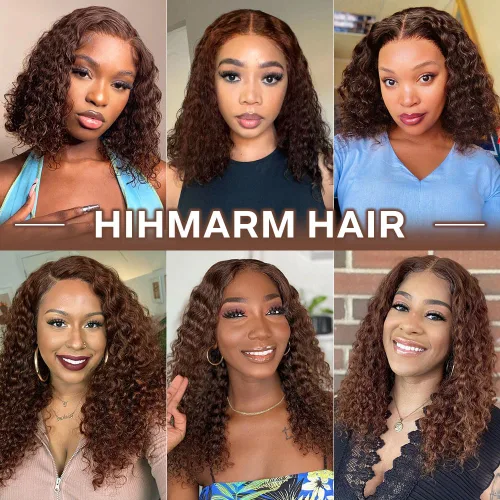 Miniatura 6 de Pelucas de cabello humano rizado marrón chocolate con encaje frontal, prearrancadas de 13 x 4 pulgadas, pelucas de encaje frontal HD de onda