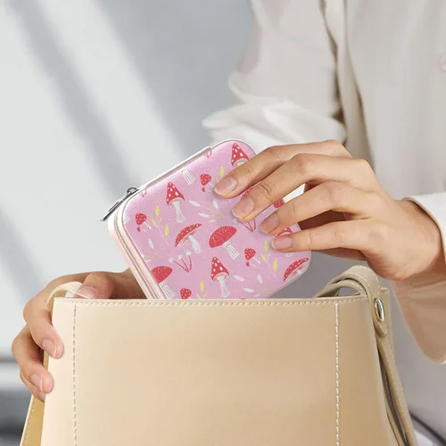 Miniatura 7 de Joyero de viaje organizador para mujeres, niñas y hombres, pequeña caja de almacenamiento portátil para joyas, aretes, anillos, collares, hongos
