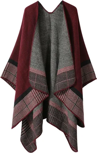 Miniatura 119 de Poncho chal para mujer, suéteres suaves y cálidos para mujer, parte delantera abierta, poncho de viaje para otoño, invierno y primavera