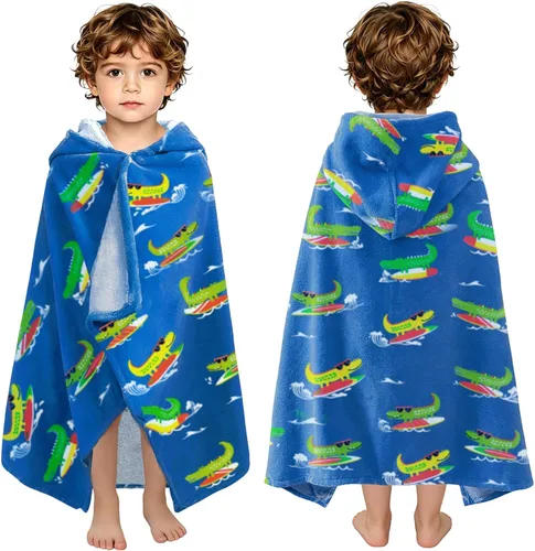 Miniatura 30 de VOOVA & MOVAS Toalla de playa con capucha para niños de 3 a 8 años, 30 x 50 pulgadas, suave, gruesa, grande, 100% algodón, absorbente para playa