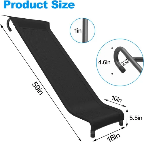 Miniatura 5 de Kit de escalera y tobogán para cama elástica, tobogán universal de 3 escalones con amortiguador, accesorios de trampolín fáciles de escalar