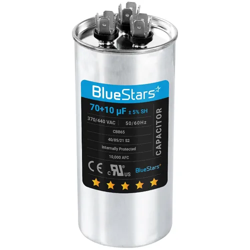 Miniatura 30 de [Listado UL] BlueStars 10 uF ± 5% MFD 370/440V CBB65 CBB65A Pieza de Repuesto de Capacitor de Arranque y Funcionamiento Ovalado - Capacitores