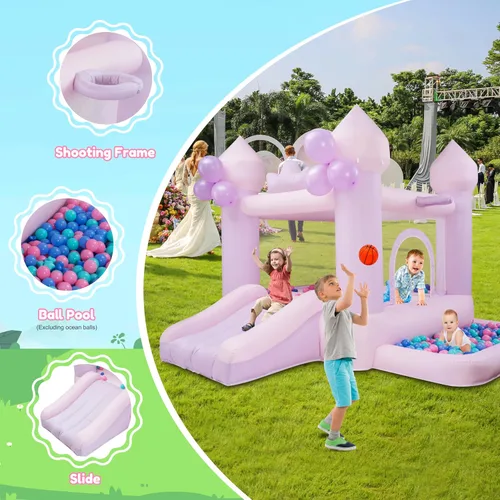 Miniatura 7 de Casa de Rebote Inflable de 9 Pies Rosa/Morada, Trampolín para Niños Pequeños Adecuado para Niños de 3-6 Años, Regalos de Fiesta
