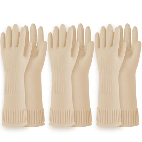Miniatura 22 de DABOGOSA Mamison 2 pares de guantes de goma impermeables reutilizables para limpieza de lavavajillas para el hogar, guantes de cocina