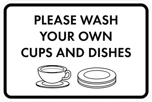 Miniatura 23 de Letrero clásico enmarcado con texto en inglés «Please Wash Your Own Cups and Dishes» (oro cepillado), pequeño