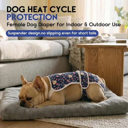 Miniatura 5 de ASENKU Paquete de 2 pañales para perras con tirantes, reutilizables, lavables, para perros pequeños, ropa interior para mascotas a prueba de fugas