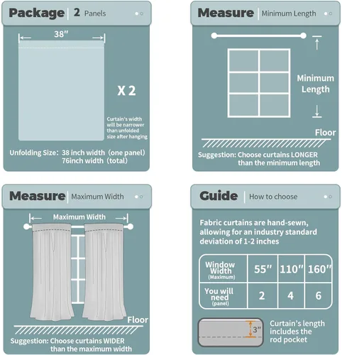 Miniatura 6 de BGment - Cortinas opacas para sala de estar de 63 pulgadas de largo, juego de 2 paneles, cortinas para oscurecer toda la habitación, cortinas