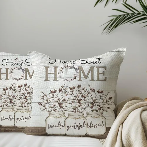 Miniatura 2 de Fundas de almohada suaves con diseño de flores rústicas para sofá, dormitorio, sala de estar, 18 x 18 pulgadas, 2
