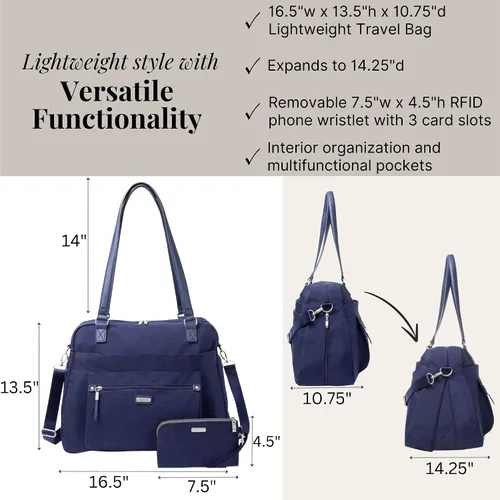 Miniatura 6 de Baggallini Overnight Expandable Laptop Tote with RFID Phone Wristlet Azul marino