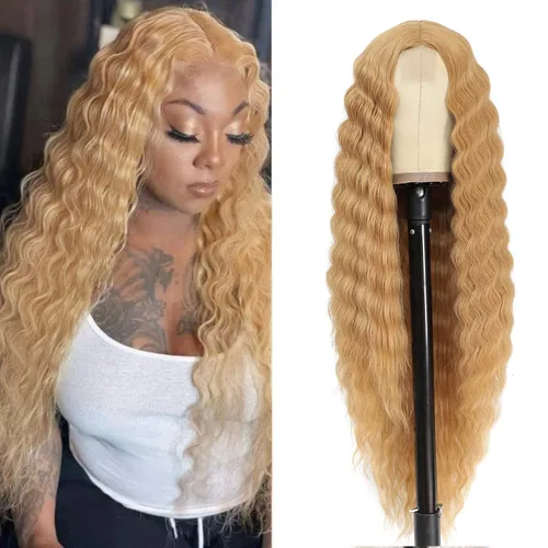 Miniatura 11 de INSTASTYLE Pelucas Rizadas Sintéticas de 30 Pulgadas para Mujeres Peluca de Cabello Largo Negro Frente de Encaje 4" Cuero Cabelludo Simulado Natural