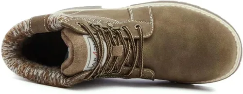 Miniatura 4 de ANJOUFEMME Botas de senderismo casuales de invierno para mujer - Botas de nieve al aire libre para mujer con tobillo impermeables, ligeras