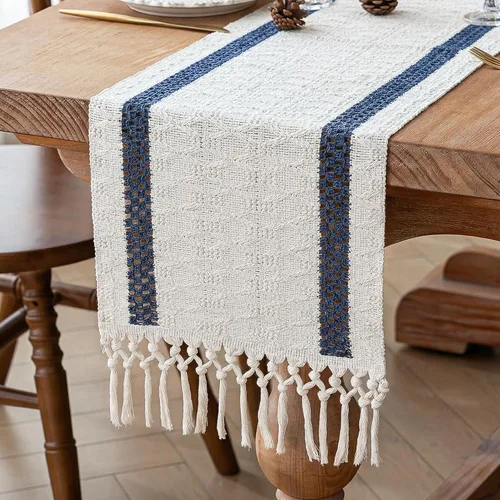 Miniatura 32 de FEXIA Camino de Mesa Negro con Borlas de 72 Pulgadas Macramé Boho Estilo Granja Camino de Mesa para Decoración de Dormitorio y Comedor