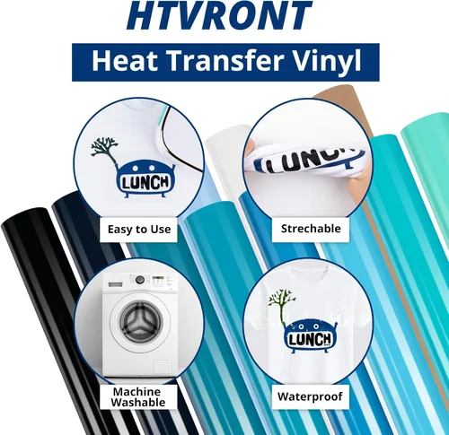 Miniatura 6 de HTVRONT Vinilo de transferencia de calor azul HTV – 13 hojas de varios HTV azules para camisas, vinilo turquesa para planchar compatible con máquina