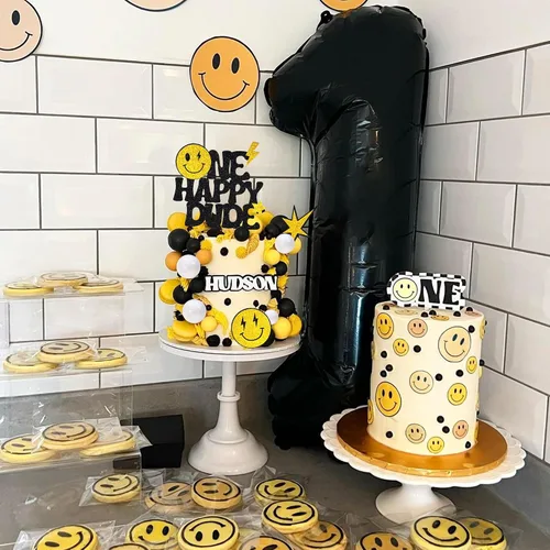 Miniatura 7 de 24 adornos para tartas de 1er cumpleaños, decoración hippie para cupcakes para boda, suministros de revelación de género (estilo 1)