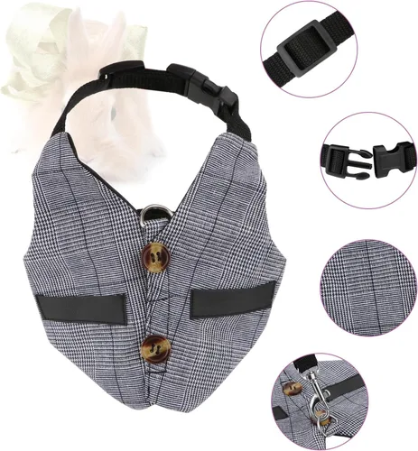 Miniatura 3 de Conjunto de arnés y correa de conejo, estilo formal ajustable para conejito gatito pequeño animal caminando (S)