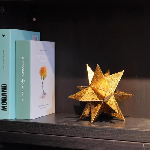 Miniatura 6 de Braxio Decoración de interiores de estilo moderno, estrellas de resina dorada multiángulo, escultura geométrica abstracta para sala de estar