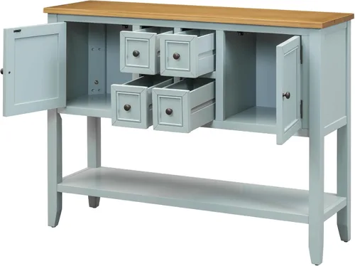 Miniatura 21 de Merax Aparador de cocina de granja con cajones y puertas, armario de almacenamiento de madera con estante abierto para sala de estar, cocina
