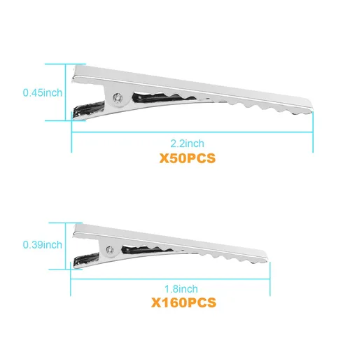 Miniatura 3 de Pinzas para el pelo de cocodrilo, 210 pinzas de metal de una sola punta para lazos y manualidades – Pinzas planas plateadas a granel para hacer
