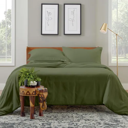 Miniatura 27 de Cosy House Collection Juego de funda de edredón de lujo de 2 piezas, mezcla de rayón derivado del bambú, ropa de cama ultrasuave, protector de Crema