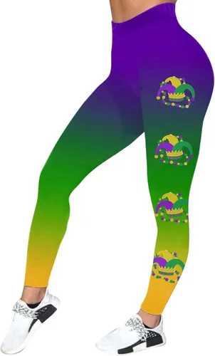 Leggings de Mardi Gras para mujer, elásticos, con estampado gráfico, máscara de fantasía, para deportes, fitness, entrenamiento, yoga, pantalones