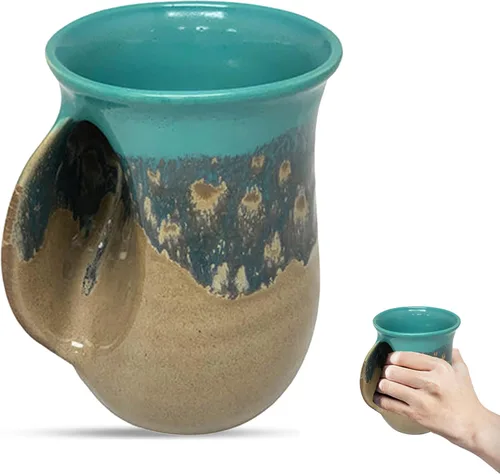 Miniatura 42 de Clay in Motion - Taza calentadora de manos para diestros, diseño Desert Sand