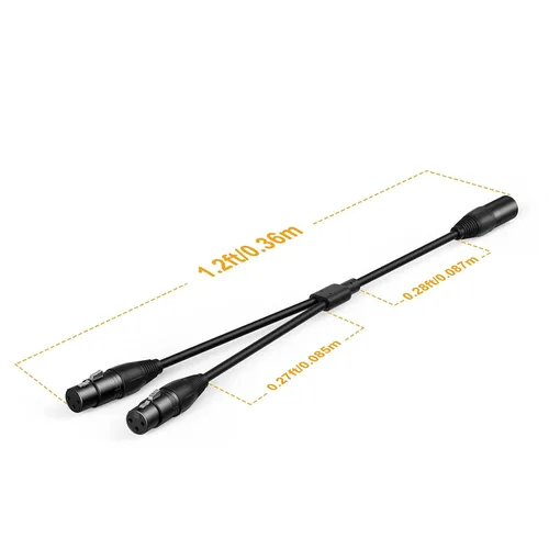 Miniatura 7 de CableCreation Divisor XLR equilibrado de 1 pie x 2 piezas, 2 x LR hembra a XL R macho, micrófono de 3 pines x L R Y cable de micrófono dividido 1