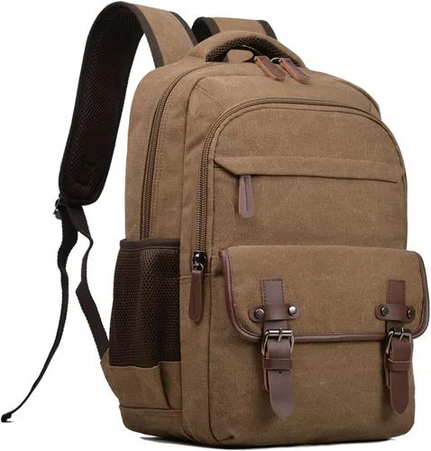 CROCOD - Mochila de lona para laptop, mochila vintage para hombres y mujeres, mochila de viaje para trabajo, universidad, bolsa de computadora para