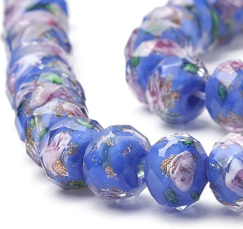 Miniatura 9 de Craftdady 96 cuentas de cristal redondas con arena dorada, 24 estilos hechos a mano que brillan en la oscuridad, cuentas espaciadoras sueltas