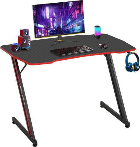 Miniatura 22 de BestOffice Escritorio para juegos de 35 pulgadas, escritorio para computadora de PC, estación de trabajo en forma de Z, mesa de trabajo ergonómica