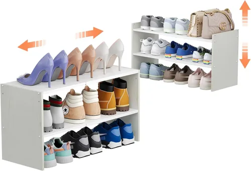 Miniatura 13 de X-cosrack - Organizador de zapatero de 2 niveles para armario, zapatero blanco expandible y ajustable, estantes de almacenamiento de zapatos