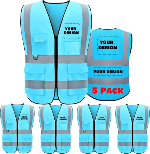 Miniatura 16 de Chaleco de seguridad personalizado BeautyWill con logotipo personalizado Clase 2, chaleco reflectante de alta visibilidad con bolsillos, ropa