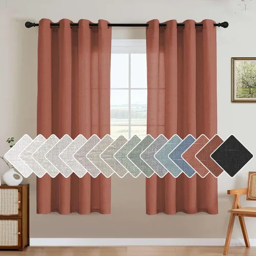 Miniatura 56 de H.VERSAILTEX Elegant - Cortinas texturizadas de lino natural mezclado con eficiencia energética, filtrado de luz, con ojales de níquel